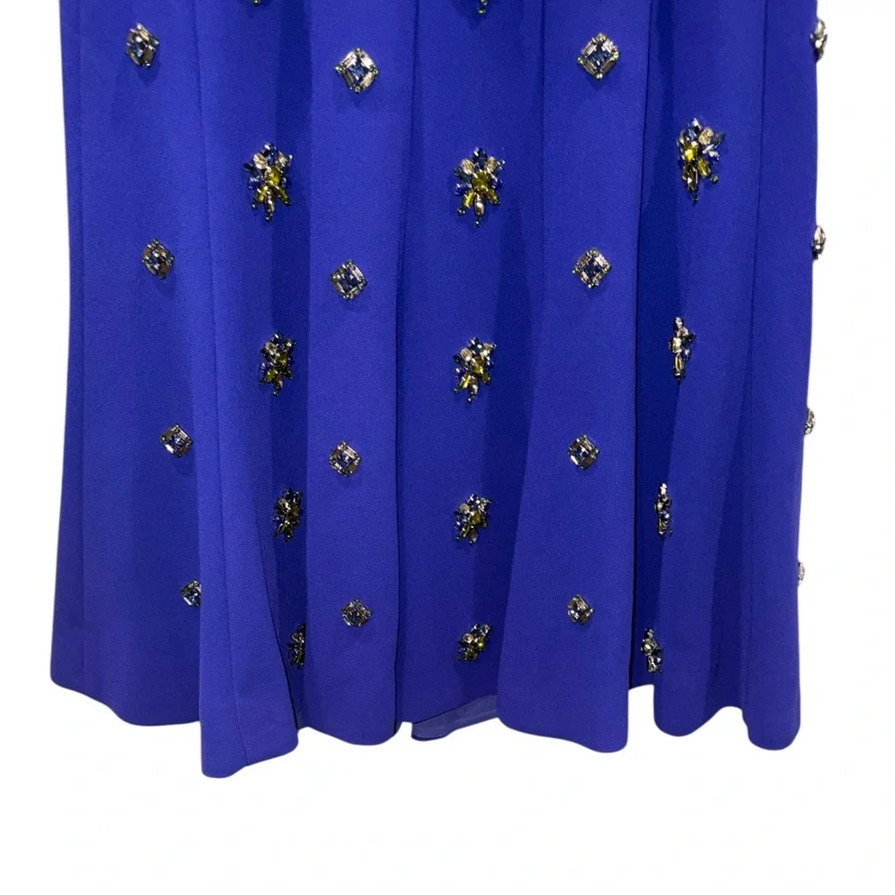 LN RARE J. Crew Collection Byzantine Purple Jeweled Cluster A-Line Skirt - 6